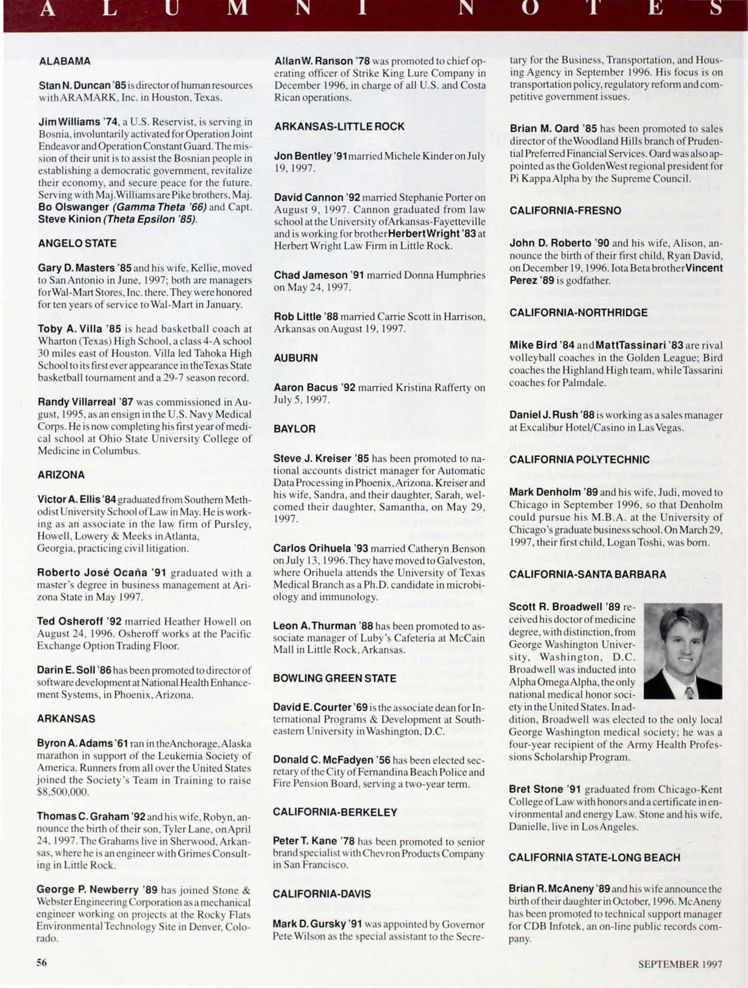 Alumni Notes, September 1997